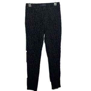 Rachel Roy Black Velvet Animal Print Skinny Pants 27